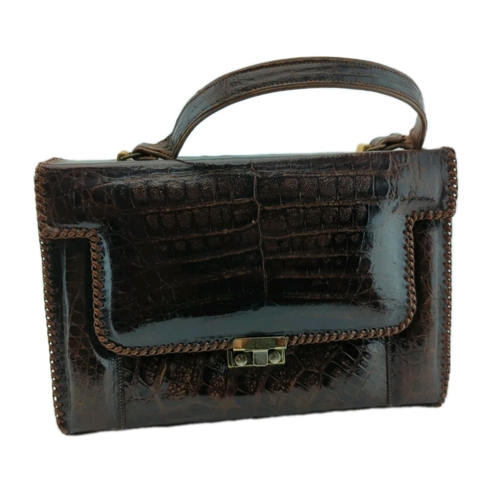 Vintage Alligator Skin Purse Florida Label Arms Body Tail